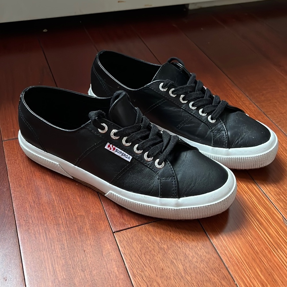 Superga COTU Black Leather Sneakers